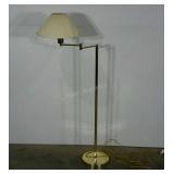 Heavy brass floor lamp with extending arm, 55"