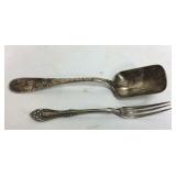 Sterling silver sugar spoon and a 800 sterling