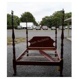 Queen Bed, Mahogany Canopy post Bed, carved