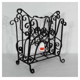Wrought Iron magazine / media rack. Stands 18"