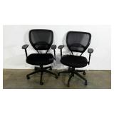 Pair of mesh back, adjustable office chairs, in