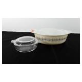Pyrex, includes casserole dish with Empire scroll