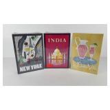 Three photos storage boxes with a travel theme,