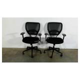 Pair of mesh back, adjustable office chairs,