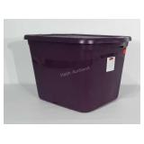 18 gallon Rubbermaid storage tote with lid.