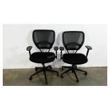 Pair of mesh back, adjustable office chairs, in