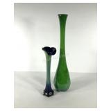 Decor art glass vases, 25" and 15" tall