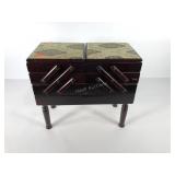 Accordion sewing basket stand, measures 20x9x16