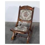 Accent Folding Rocking Chair,, rosewood carved