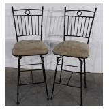 Pair of Home Counter Stools, heavy iron framed,