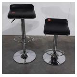 Pair of Salon Stools, chrome finish pedestal,