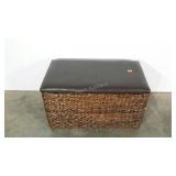 Rattan weave trunk, vinyl padded top, cotton