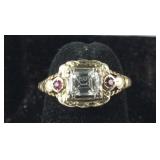 14k gold and diamond ring, 3/4carat emerald cut