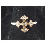 Size 7 moissanite cross ring gold over sterling