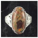Size 10 matrix Fire opal platinum over copper