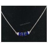 Lapis lazuli trilogy bar necklace 18-20in