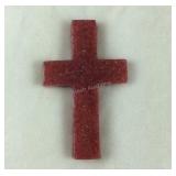 Constituted thulite carving cross 19.86ctw