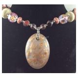 Pink Murano style multi gemstone necklace 30-32in