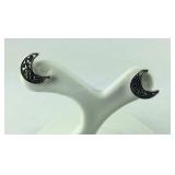 Sterling silver filigree moon earrings