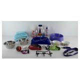 Dog care group, puppy pads, food and water bowls,