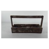 Wooden tool caddy, 4" x 6" x 18", handle is 10"
