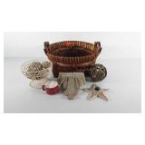Home decor, includes basket, wall sconce,