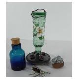 Mixed group, includes hummingbird feeder, blue