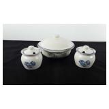 Pfaltzgraff sugar bowls and covered dish