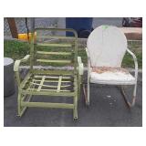 Two early Outdoor Chairs, both rockers, one