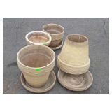 Three and a piece of Pottery Outdoor Flower pots