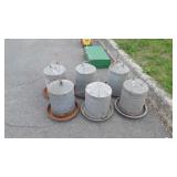 Six Galvanized Chicken Waterers