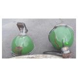 Two Industrial type Lighting Fixtures, green