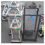 Outdoor Candle Lanterns lot, 2 matching, top for