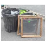Misc. Lot, 2 screens sifter types, trash can,