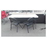 3pc Lot, 6ft poly Folding Table with two black