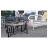 Misc. Outdoor Furniture lot, 2 chairs, glass top
