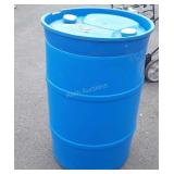 Blue 55 gallon poly Barrel, seller code BQ.
