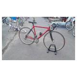 Leader bike, tires are flat,  some roughness,