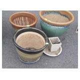 Ceramic Flower Planters Group, 14 & 18" Sizes,