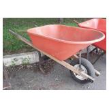 Orange poly tub wheel Barrow, brackets loose