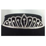 White Austrian crystal retro style silvertone