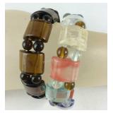 2 simulated quartz and multi gemstone stretch