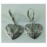 Sterling openwork heart lever back earrings 2.9gr