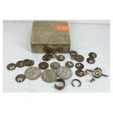 Asian decor dresser box with foreign coins, metro