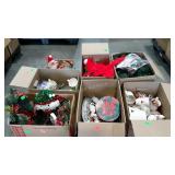 Skid lot of Christmas decorations.  Glassware,