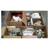 Skid lot: mugs, plastic wares, platters, dishes,