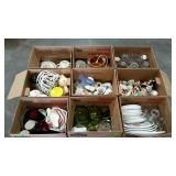 Skid lot: figurines, china pieces,  dishes, green