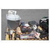 Skid of: lamp parts, paintball guns and