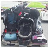 Skid of car and booster seats