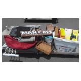 Skid of Car Mats, table lamp, cooler, buckets